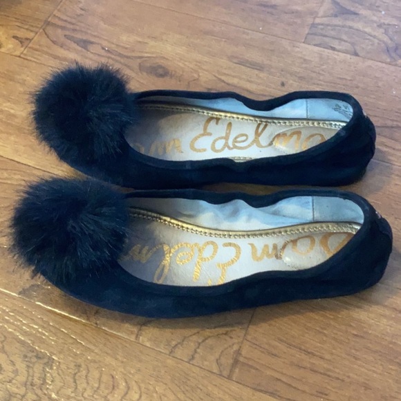 Sam Edelman black flats with pom pom size 6.5 M - Picture 3 of 6